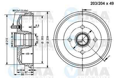  801166 VEMA Тормозной барабан