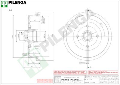  6151 PILENGA Тормозной барабан