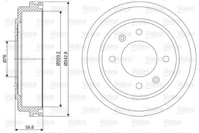  237055 VALEO Тормозной барабан