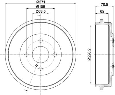  8DT355303191 HELLA PAGID Тормозной барабан