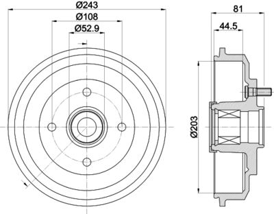  8DT355302751 HELLA Тормозной барабан