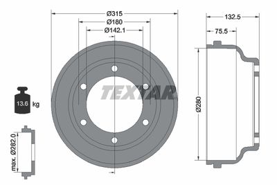  94024800 TEXTAR Тормозной барабан